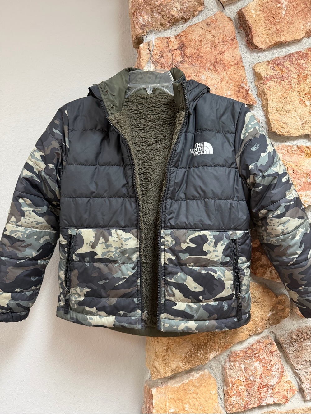 The North Face Kids Black & Green Camo Puffer Jacket